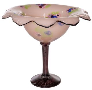 Marvered Art Glass Footed Compote