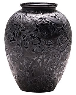R. Lalique 'Martin Pecheurs' Glass Vase