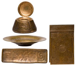 Tiffany Studios 'Greek Key' Bronze Desk Accessory Collection