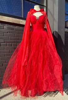 1959 Vintage Red Ballgown