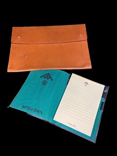 Vintage SWAINE ADENEY BRIGG Leather Document Case & BOTTEGA VENETA Notepad Holder