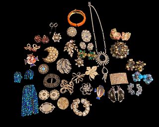 Collection Vintage Some Sterling Pin Brooches & Assorted Costume Jewelry 