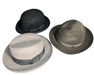 Collection Three Vintage Men's Hats BARNEYS NEW YORK, DOBBS, NEIMAN MARCUS 