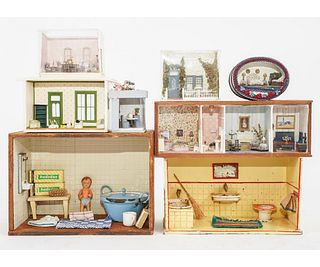 EIGHT SMALL SCALE DIORAMA ROOM BOX DOLLHOUSES