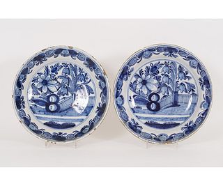 PAIR EARLY DELFT CHARGERS