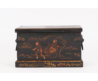BLACK LACQUERED JAPANNED BOX