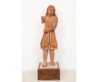 18TH CENTURY CARVED OAK STATUE