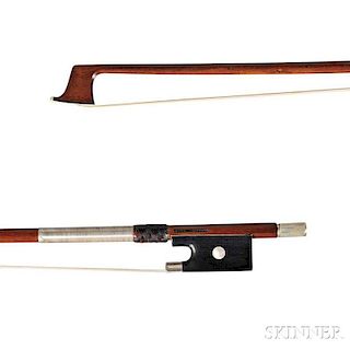 French Nickel-mounted Violin Bow, Francois Peccatte, c. 1845