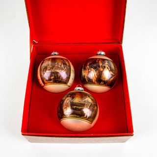 Corning Glass Works Set of 3 Painted Ferris Ornaments