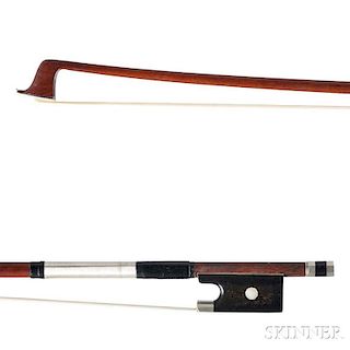French Nickel-mounted Violin Bow, Probably Charles Nicolas Bazin
