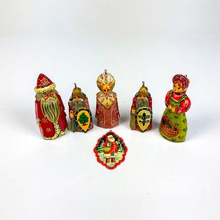 6pc Vintage Russian Holiday Ornament Collectibles
