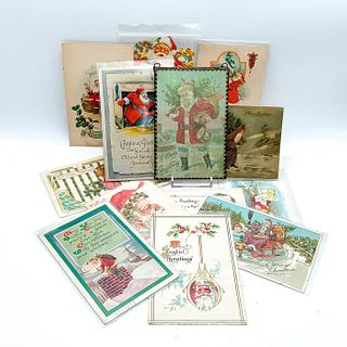 13pc Vintage Christmas Postcards with Santa Claus