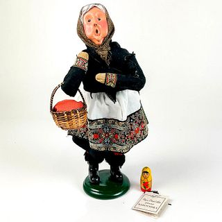 2pc Byers' Choice Plaster Figurine, Russian Babushka Caroler