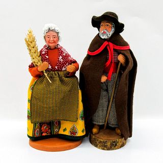 2pc Santon Terracotta Figurines, French Provincial Couple