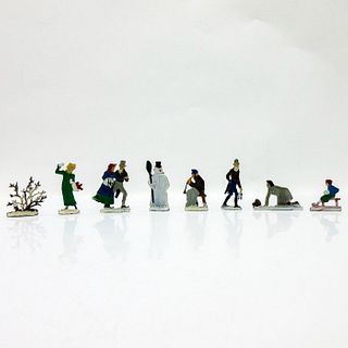8pc Vintage Tin Figures, Winter in the Village