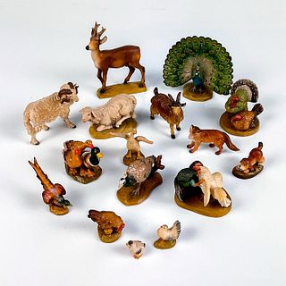 16pc Holzschnitzereien Wood Figurines, Variety of Animals