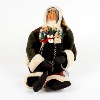 Vintage Folk Fabric Santa Claus with Bag of Toys