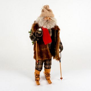 Vintage Santa On Skis and Christmas Tree In Burlap Sack