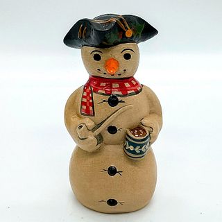 Vaillancourt Folk Art Figure, Snowman with Mug