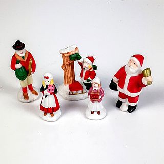 5pc Porcelain Christmas Figurines, Santa and Family