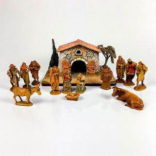 14pc Vintage Handmade Nativity Set Artist Signed