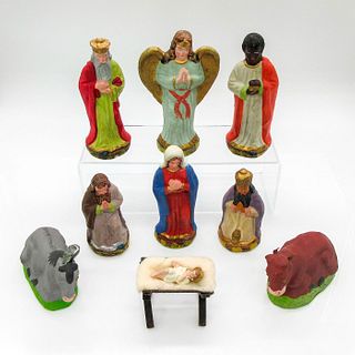 10pc Vintage German Figurines, Nativity Creche Scene