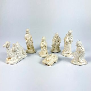 7pc White Ceramic Nativity Figurines