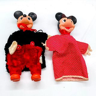 Early Vintage Pair Disney Mickey and Minnie Gund Hand Puppet