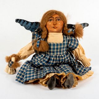 Vintage Folk Fabric Art Doll, Artist Signed