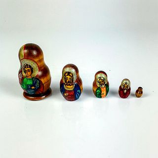 Vintage Russian Icon Nesting Dolls, Signed