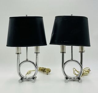 Pair of Vintage Chrome Table Lamps in the Art Deco Style