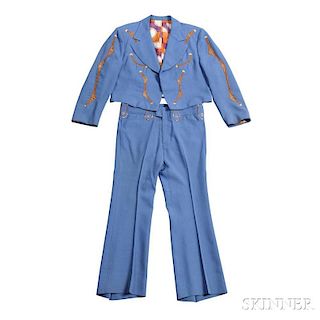 Little Jimmy Dickens     Blue and Orange Nudie Suit, Hat and Boots