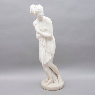 P. BARRANTI. ITALIA, SXX. Reproducción de la Venus Itálica de AntonioCanova (Italia, 1757 - 1822). Elaborada en alabastro