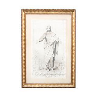 FIRMADO HOFMANN. Cristo. Grabado. Enmarcado. Detalles de conservación. 60 x 35 cm