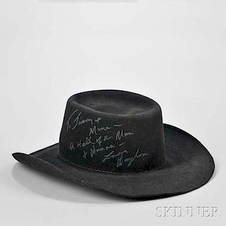 Waylon Jennings     Autographed Black Felt Gambler Cowboy Hat