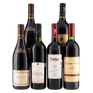 Lote de Vinos Tintos de España y Francia. Protos. Principe de Viana. En presentaciones de 750 ml. Total de piezas: 6.