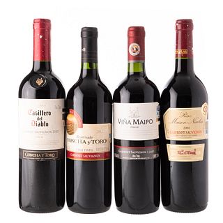 Lote de Vinos Tintos de Francia y Chile.  Maison Nicolas.  Viña Maipo. En presentaciones de 750 ml. Total de piezas: 4.