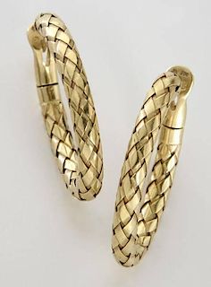 Bottega Veneta 18K gold hoop earrings.