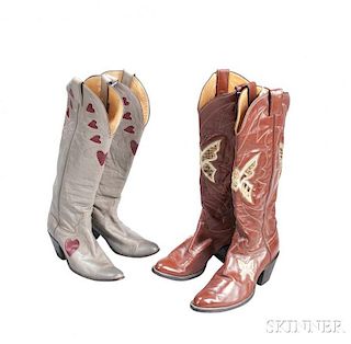 Two Pairs of Women's Leather Cowboy Boots