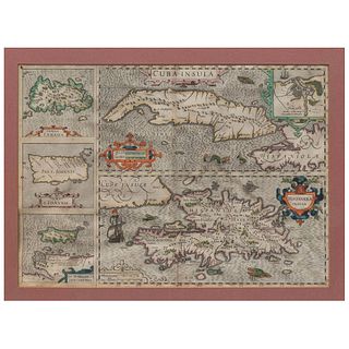 Mercator, Gerhard - Hondius, Jocodus. Cuba Insula - Havana Portus Celeberrimo / Hispaniola Insula. Amsterdam: ca. 1600. Mapa coloreado.