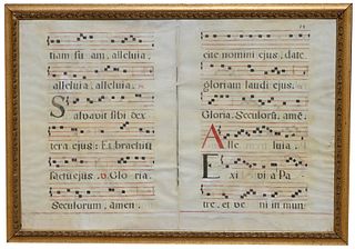 Pair of 16th C. Ink and Gouache Musical Sheets