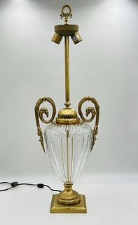 Vintage Table Lamp in Crystal and Bronze by Leone Aliotti