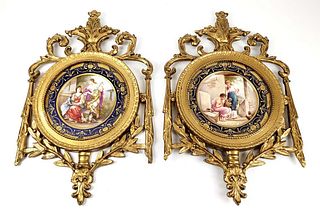 Pair of Magnificent 19th C. Framed Royal Vienna Porcelain Plates