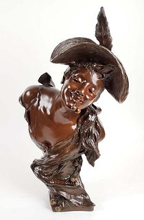 Magnificent 19th C. Van Der Straeten Signed Art Noveau Bronze Statue