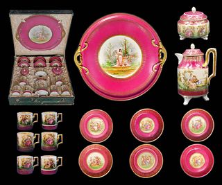 19th C. Royal Vienna Tea Set Porcelain With Original Box