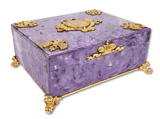 A Fine Russian Charoit Jewelry Box