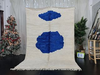 Authentic Soft White & Blue Rug
