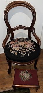 Victorian Chair and Footstool