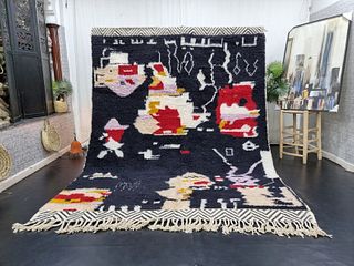 Beautiful Authentic Black Colorful Rug