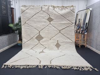 Beautiful Authentic Soft Engraved White Rug